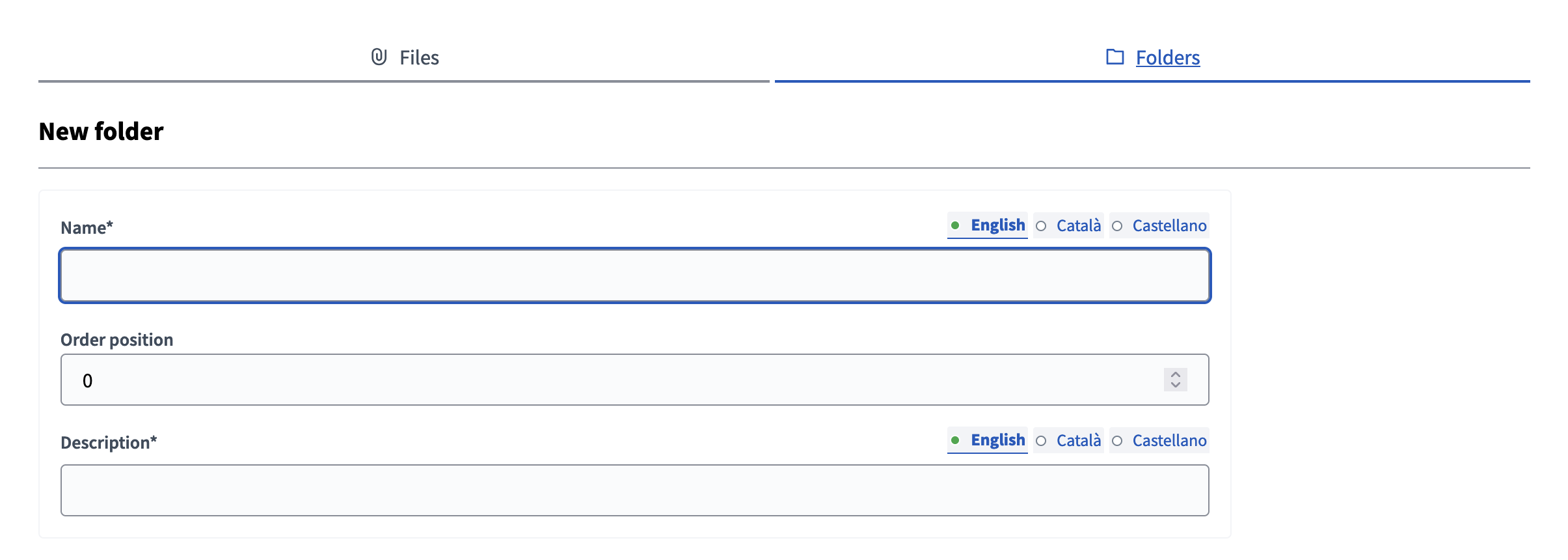 Create a new folder for attachments form