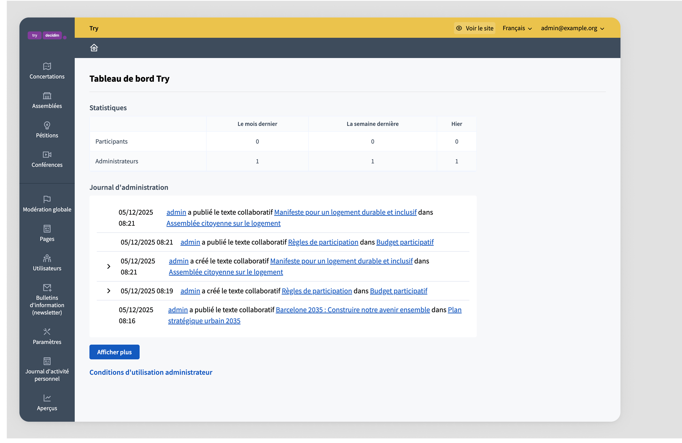 Decidim Admin Dashboard