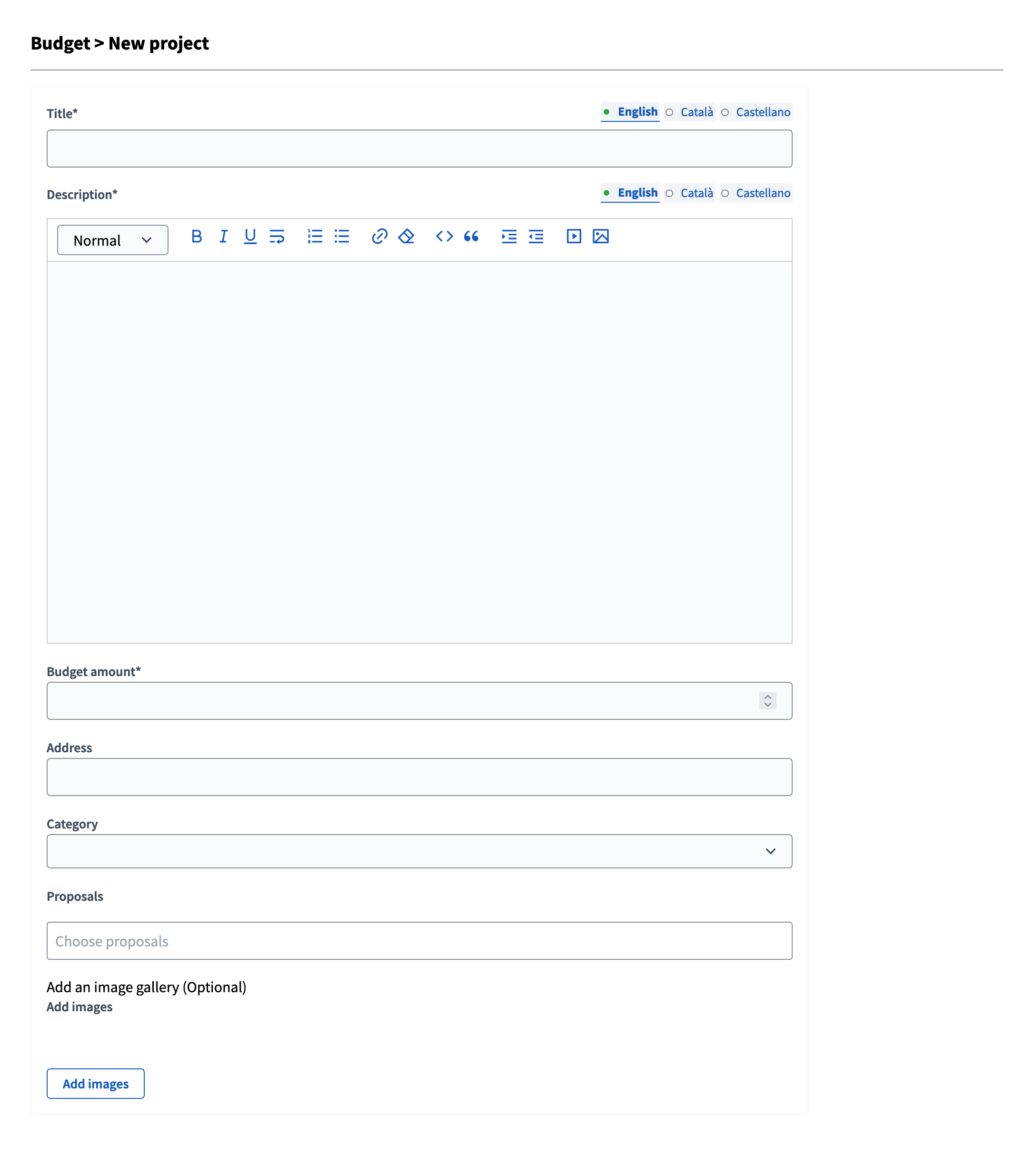 New project form